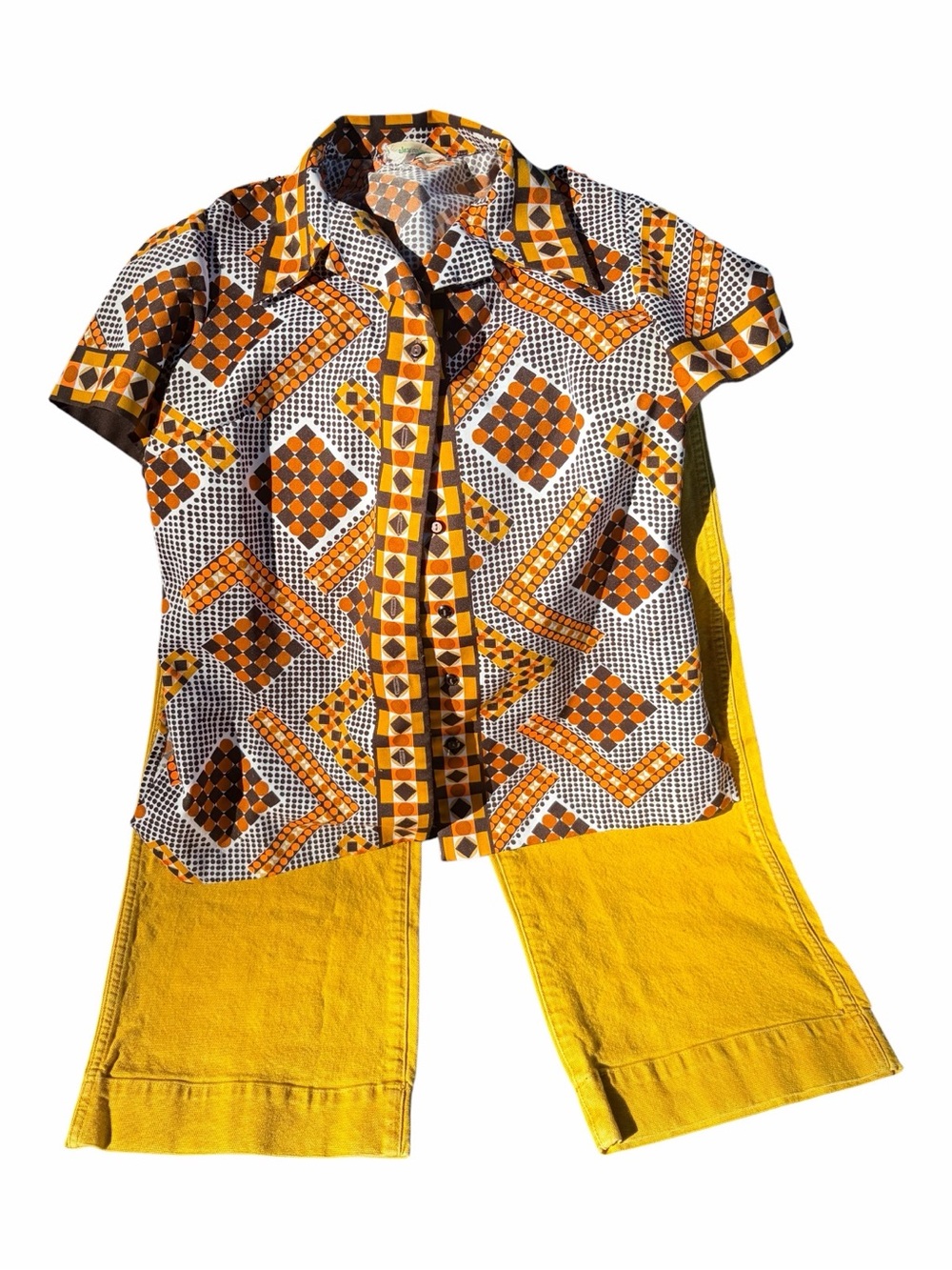 Vintage 70s Alex Colman Geometric Mod Blouse